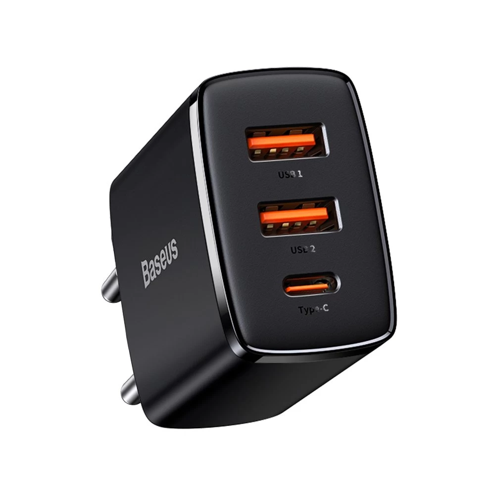 Мережевий зарядний пристрій Baseus Compact Quick Charger 2U+C 30W EU Black — фото 4