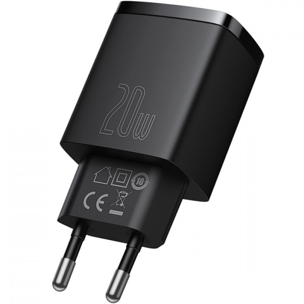 Мережевий зарядний пристрій Baseus Compact Quick Charger U+C 20W EU Black — фото 4