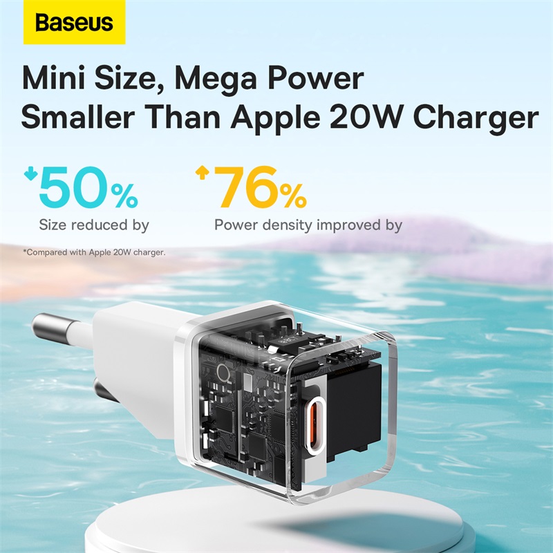 Мережевий зарядний пристрій Baseus GaN5 Fast Charger(mini) 1C 20W EU White — фото 10