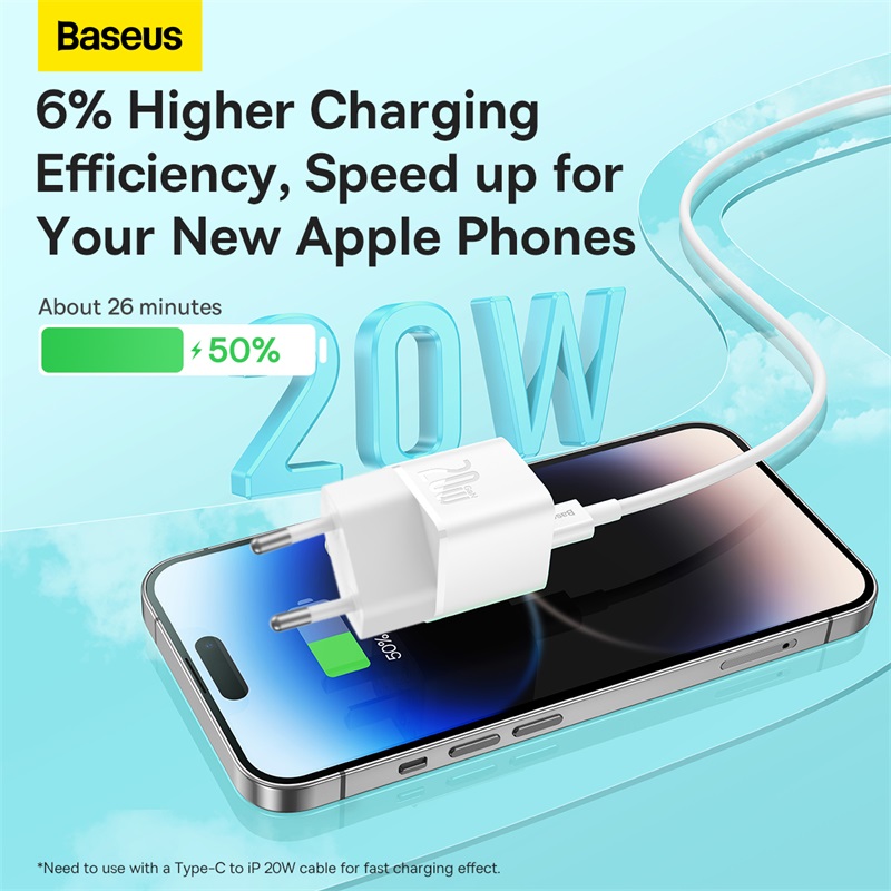 Мережевий зарядний пристрій Baseus GaN5 Fast Charger(mini) 1C 20W EU White — фото 11