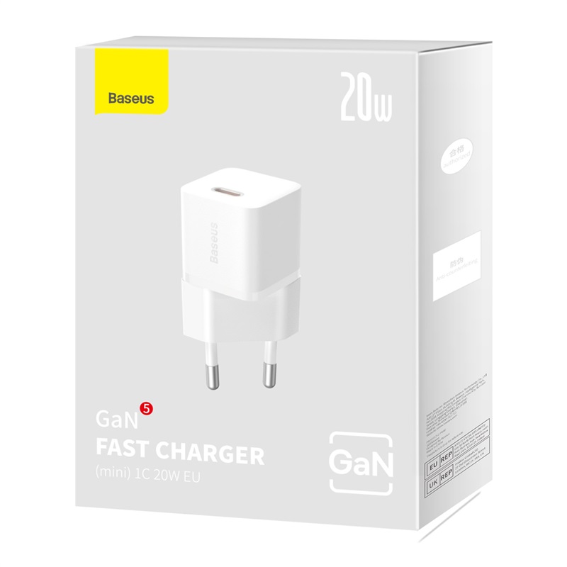 Мережевий зарядний пристрій Baseus GaN5 Fast Charger(mini) 1C 20W EU White — фото 3