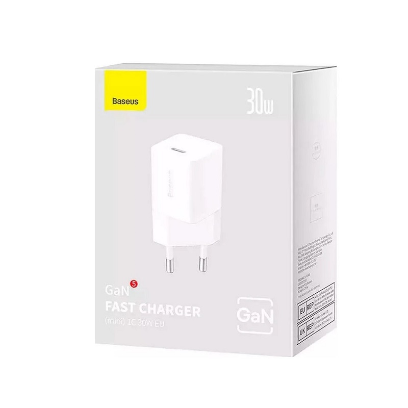 Мережевий зарядний пристрій Baseus GaN5 Fast Charger(mini) 1C 30W EU White — фото 3