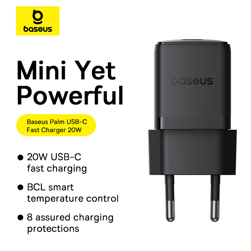 Мережевий зарядний пристрій Baseus Palm Fast Charger 1C 20W EU Cluster Black — фото 10