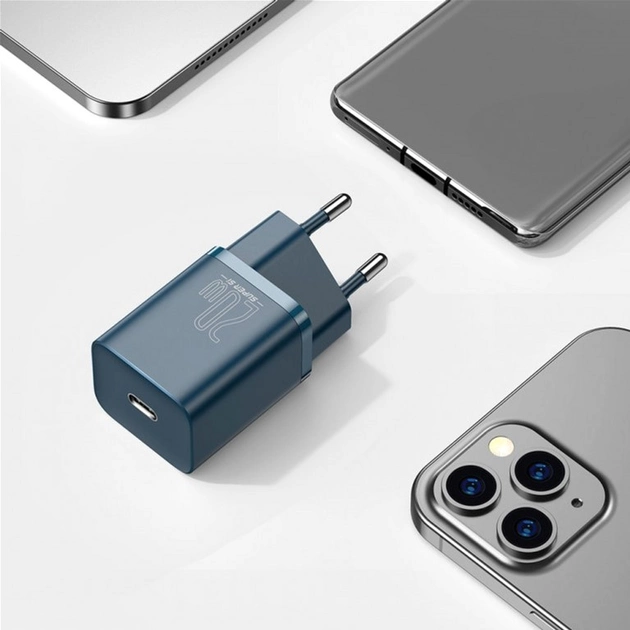 Мережевий зарядний пристрій Baseus Super Si Quick Charger 1C 20W EU Blue — фото 7