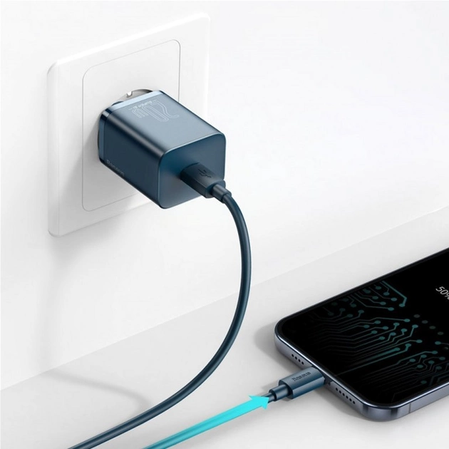 Мережевий зарядний пристрій Baseus Super Si Quick Charger 1C 20W EU Blue — фото 8
