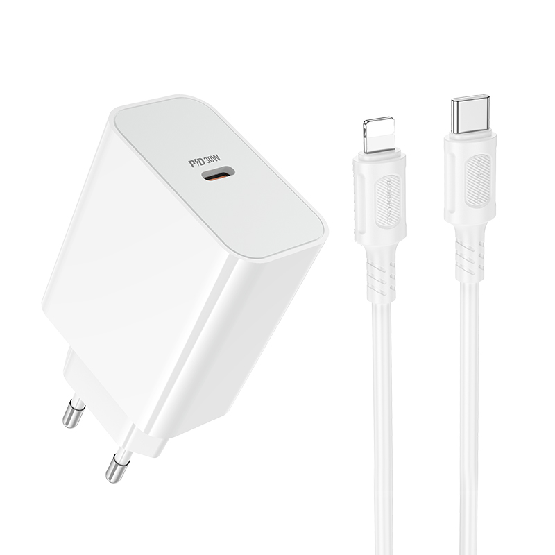 Мережевий зарядний пристрій Borofone BA107A Stellar з кабелем USB-C – Lightning