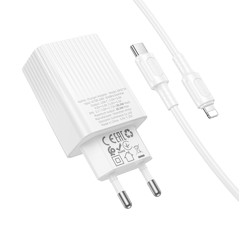 Мережевий зарядний пристрій Borofone BAS75A з кабелем USB-C – Lightning — фото 5