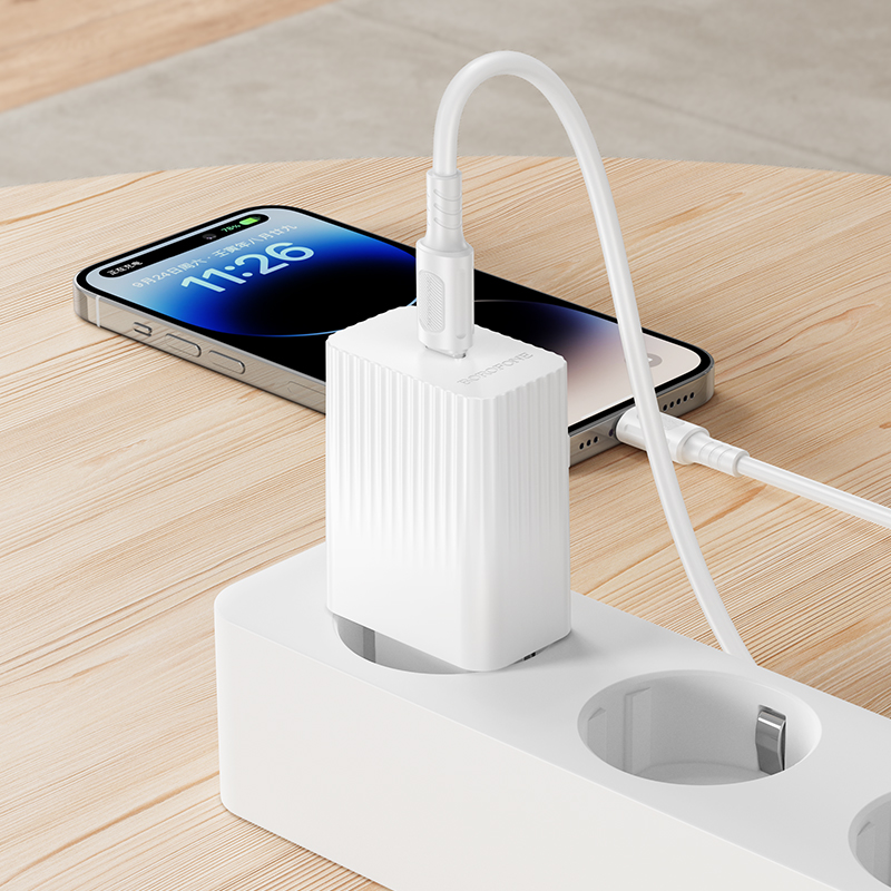 Мережевий зарядний пристрій Borofone BAS75A з кабелем USB-C – Lightning — фото 6
