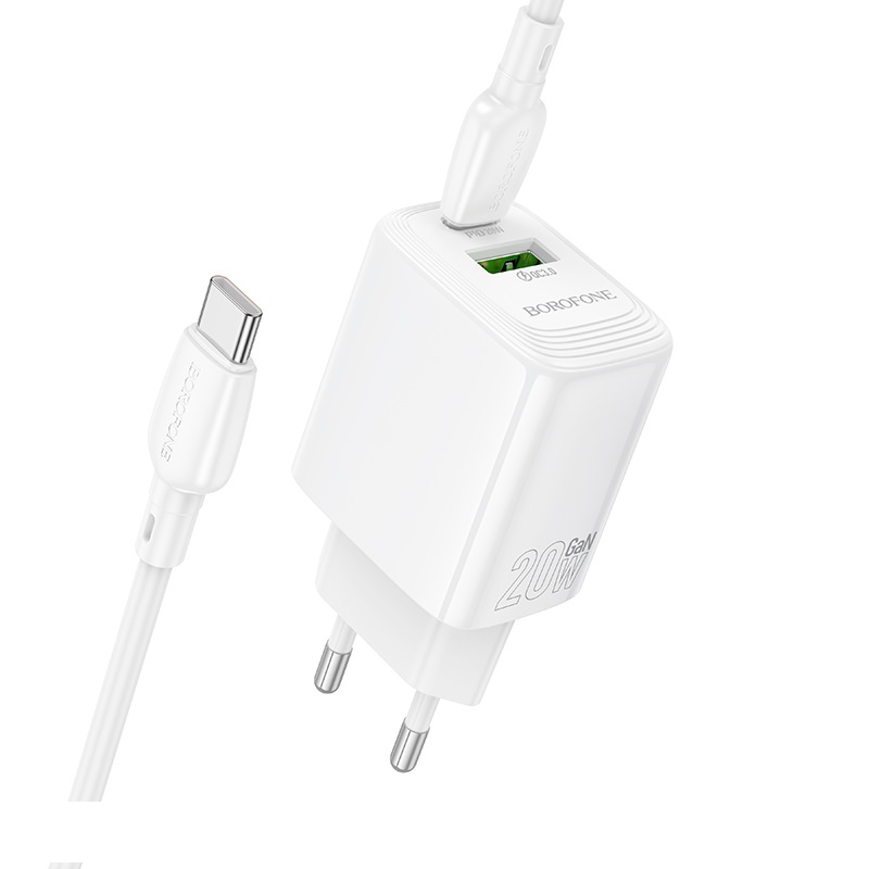 Мережевий зарядний пристрій BOROFONE BN27 Fuente PD20W+QC3.0 charger (EU) White — фото 4