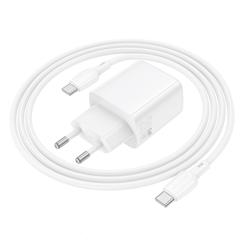 Мережевий зарядний пристрій BOROFONE BN27 Fuente PD20W+QC3.0 charger (EU) White — фото 8