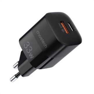 Мережевий зарядний пристрій, GaN, USB-A/USB-C, 33 Вт, QC3.0/PD/PPS (PD5006-EU-BK)