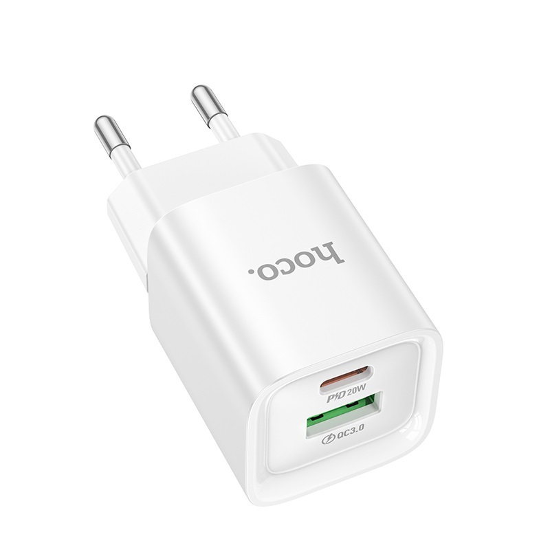 Мережевий зарядний пристрій HOCO C147A Charm PD20W+QC3.0 charger (EU) White — фото 4