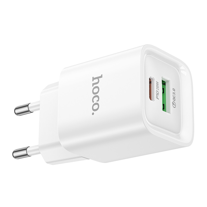 Мережевий зарядний пристрій HOCO C147A Charm PD20W+QC3.0 charger (EU) White — фото 7