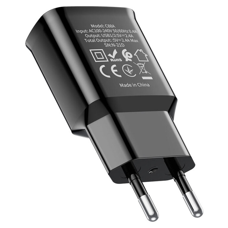 Мережевий зарядний пристрій HOCO C88A Star round dual port charger 12W Black — фото 4