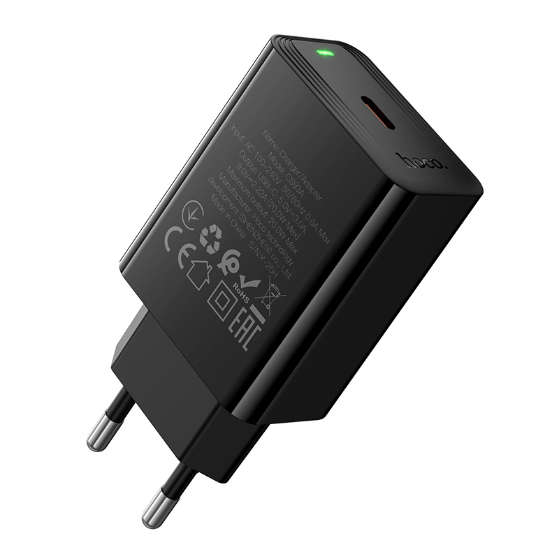 Мережевий зарядний пристрій HOCO CS93A Leader single port PD20W charger Black — фото 5