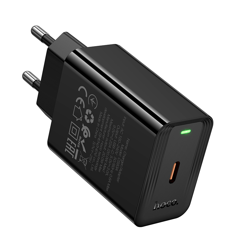 Мережевий зарядний пристрій HOCO CS93A Leader single port PD20W charger Black — фото 7