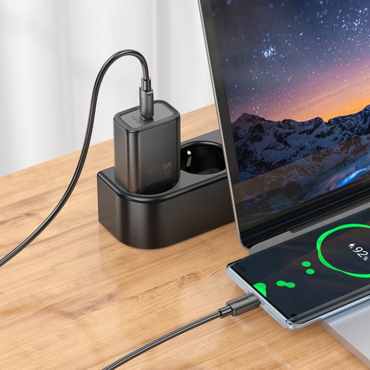 Мережевий зарядний пристрій HOCO N60 Gentle single port PD20W charger (EU) Black — фото 4