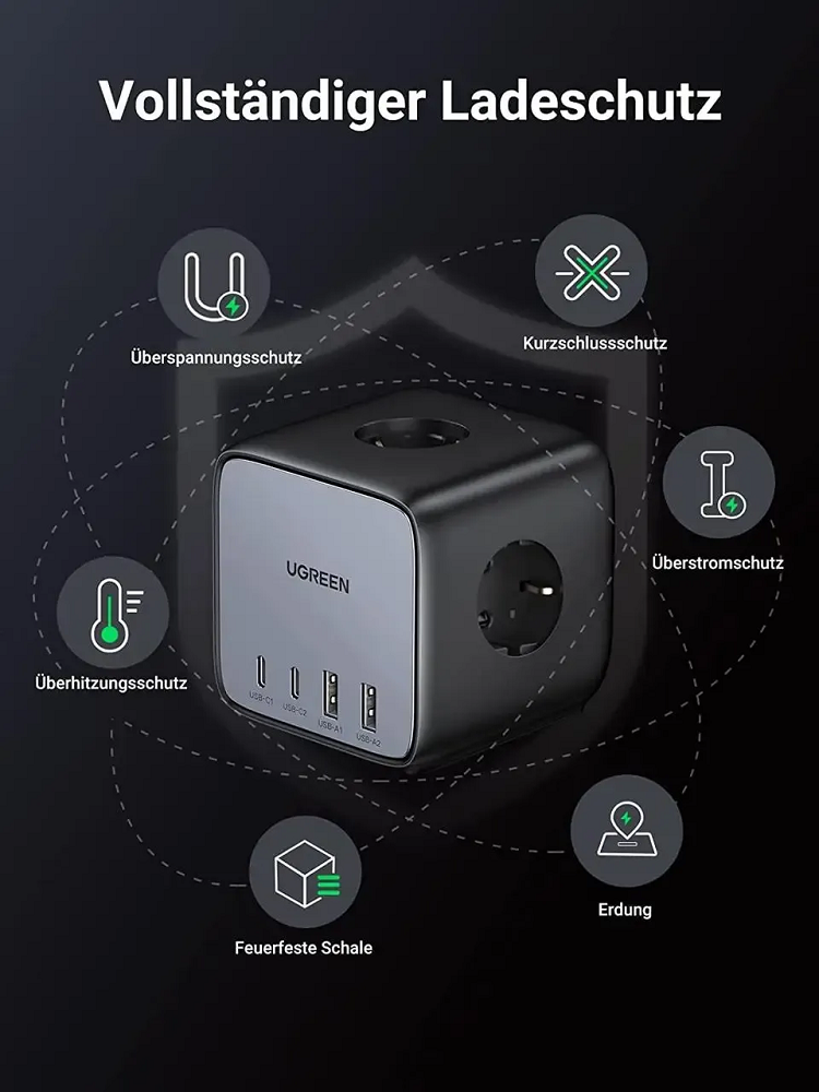 Мережевий зарядний пристрій UGREEN CD268 65W DigiNest Cube — фото 8