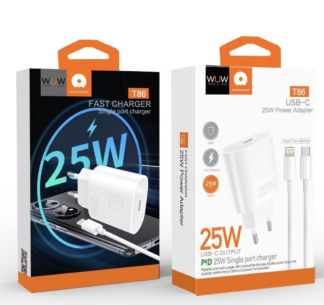 Мережевий зарядний пристрій WUW T86L PD 25W з кабелем USB C to Lightning — фото 3