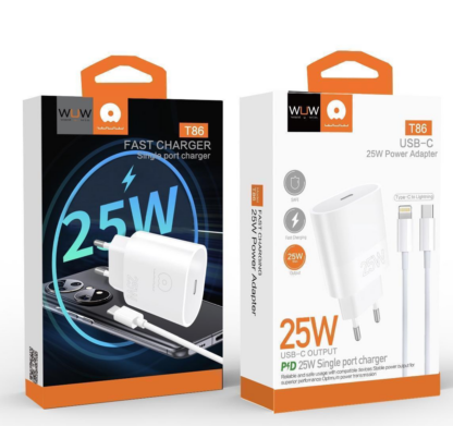 Мережевий зарядний пристрій WUW T86L PD 25W з кабелем USB C to Lightning — фото 3