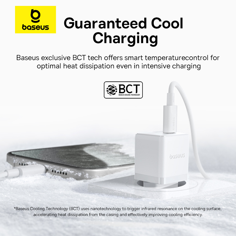 Мережевий зарядний пристрій з кабелем Baseus Palm Fast Charger C+U 30W EU Moon White (with USB-C to USB-C 60W (20V/3A) 1m Moon White) — фото 12