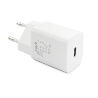 Мережевий зарядний пристрій з кабелем Baseus Super Si 1C 20W With Simple Wisdom Data Cable Type-C/iP 1m White — фото 4