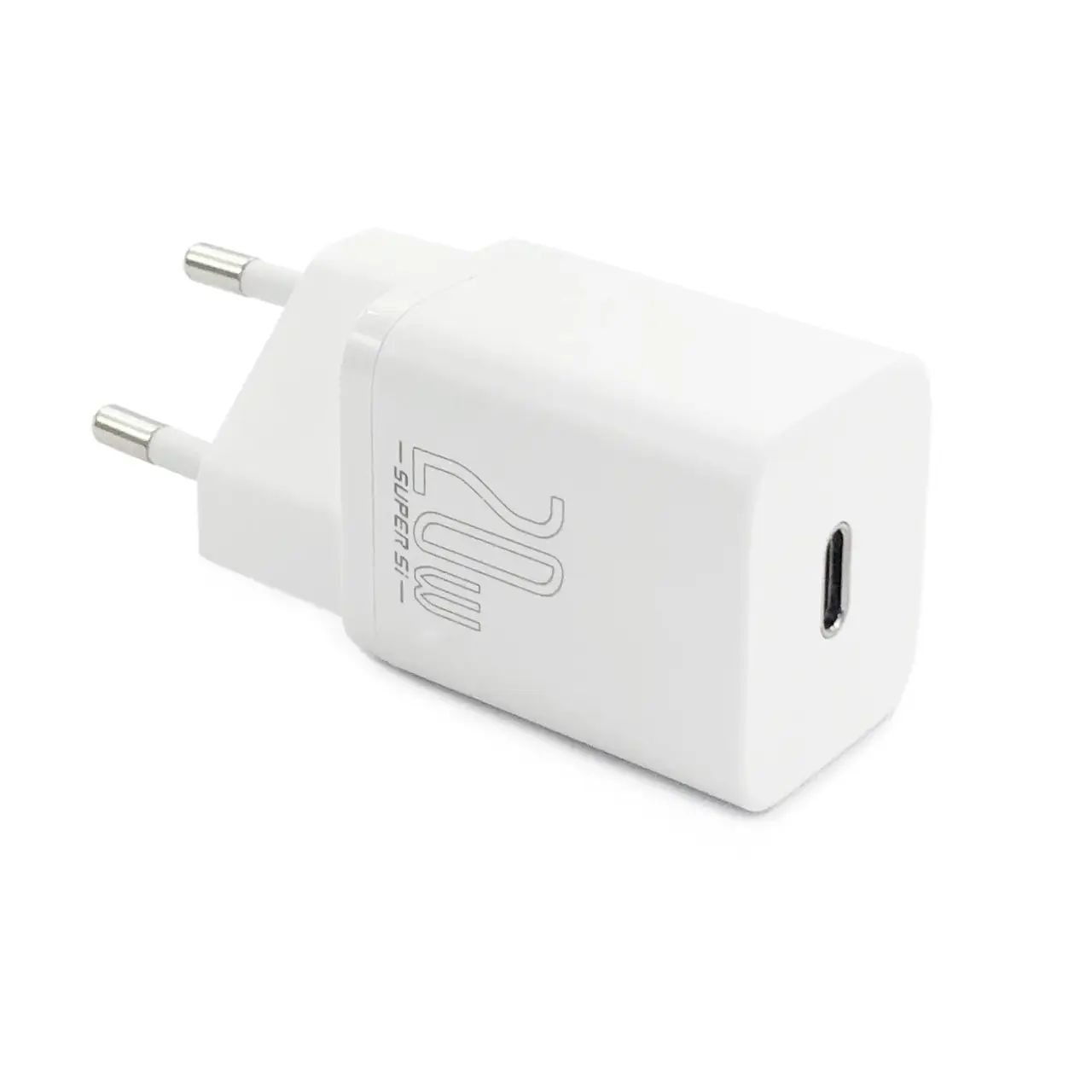 Мережевий зарядний пристрій з кабелем Baseus Super Si 1C 20W With Simple Wisdom Data Cable Type-C/iP 1m White — фото 4