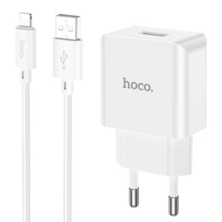 Мережевий зарядний пристрій з кабелем Hoco C106A Leisure single port charger set(iP) 10.5W White
