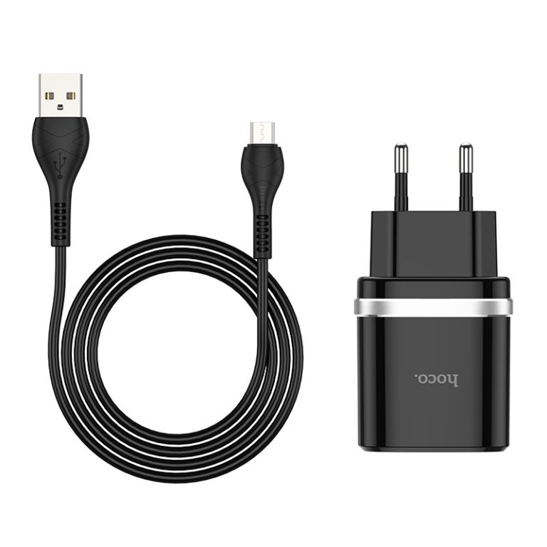 Мережевий зарядний пристрій з кабелем HOCO C12Q Smart QC3.0 charger set(Micro) 18W Black — фото 5