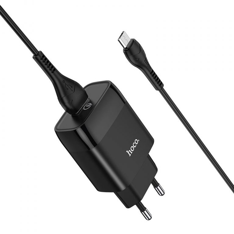 Мережевий зарядний пристрій з кабелем HOCO C72Q Glorious single port QC3.0 charger set(Micro) 18W Black — фото 4