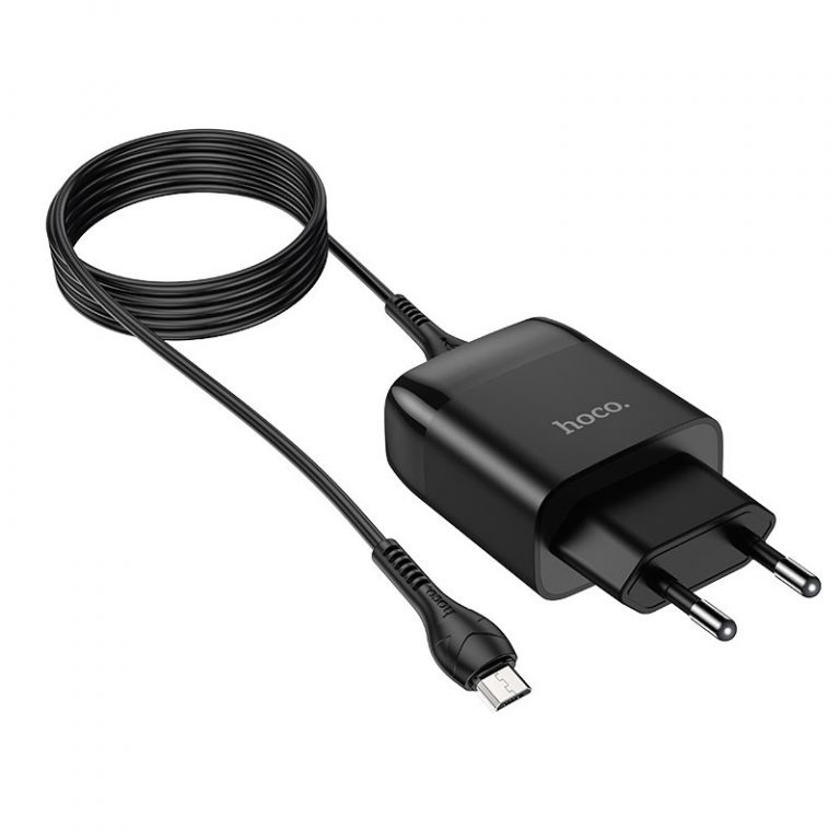 Мережевий зарядний пристрій з кабелем HOCO C72Q Glorious single port QC3.0 charger set(Micro) 18W Black — фото 5