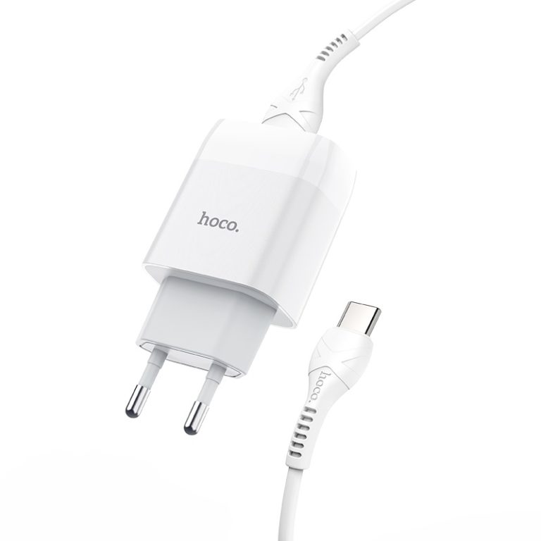 Мережевий зарядний пристрій з кабелем HOCO C73A Glorious dual port charger set(Type-C) 12W White — фото 4