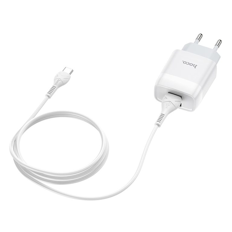 Мережевий зарядний пристрій з кабелем HOCO C73A Glorious dual port charger set(Type-C) 12W White — фото 5
