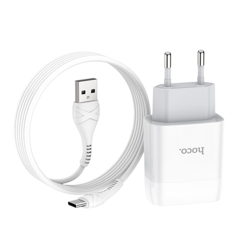 Мережевий зарядний пристрій з кабелем HOCO C73A Glorious dual port charger set(Type-C) 12W White — фото 6