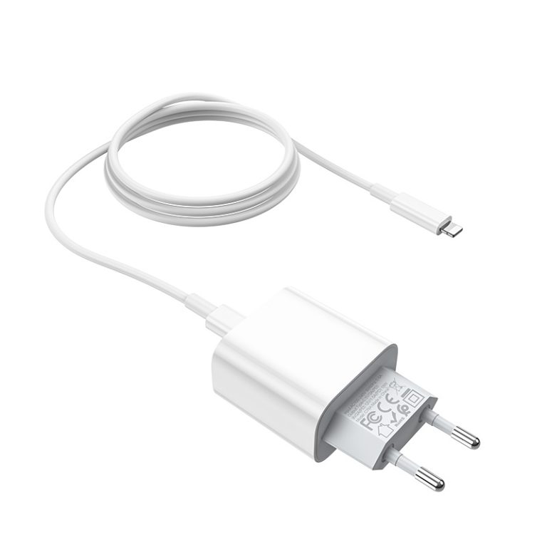 Мережевий зарядний пристрій з кабелем HOCO C76A Plus Speed source PD20W charger set(C to iP) White — фото 4