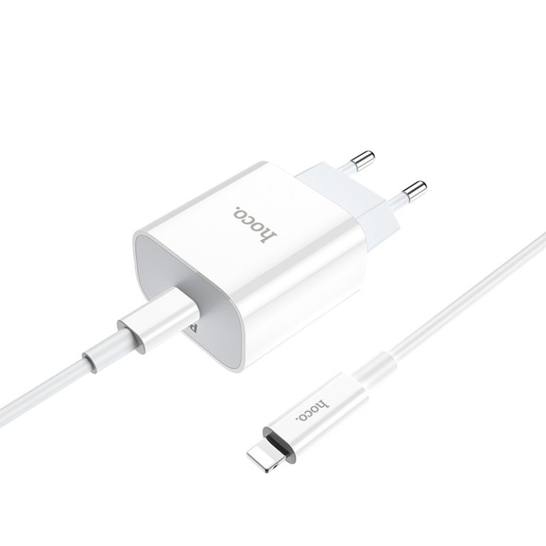 Мережевий зарядний пристрій з кабелем HOCO C76A Plus Speed source PD20W charger set(C to iP) White — фото 5