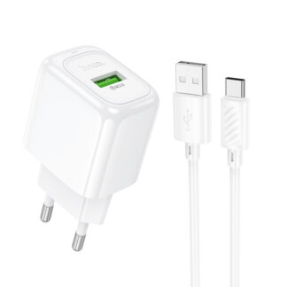 Мережевий зарядний пристрій з кабелем HOCO CS52A 18W Surplus single-port QC3.0 charger set(Type-C) White