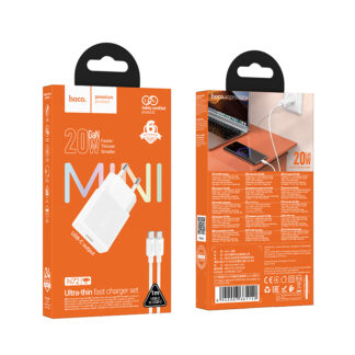 Мережевий зарядний пристрій з кабелем HOCO N72 Speed single-port PD20W ultra-thin charger set(C to C)(EU) — фото 3