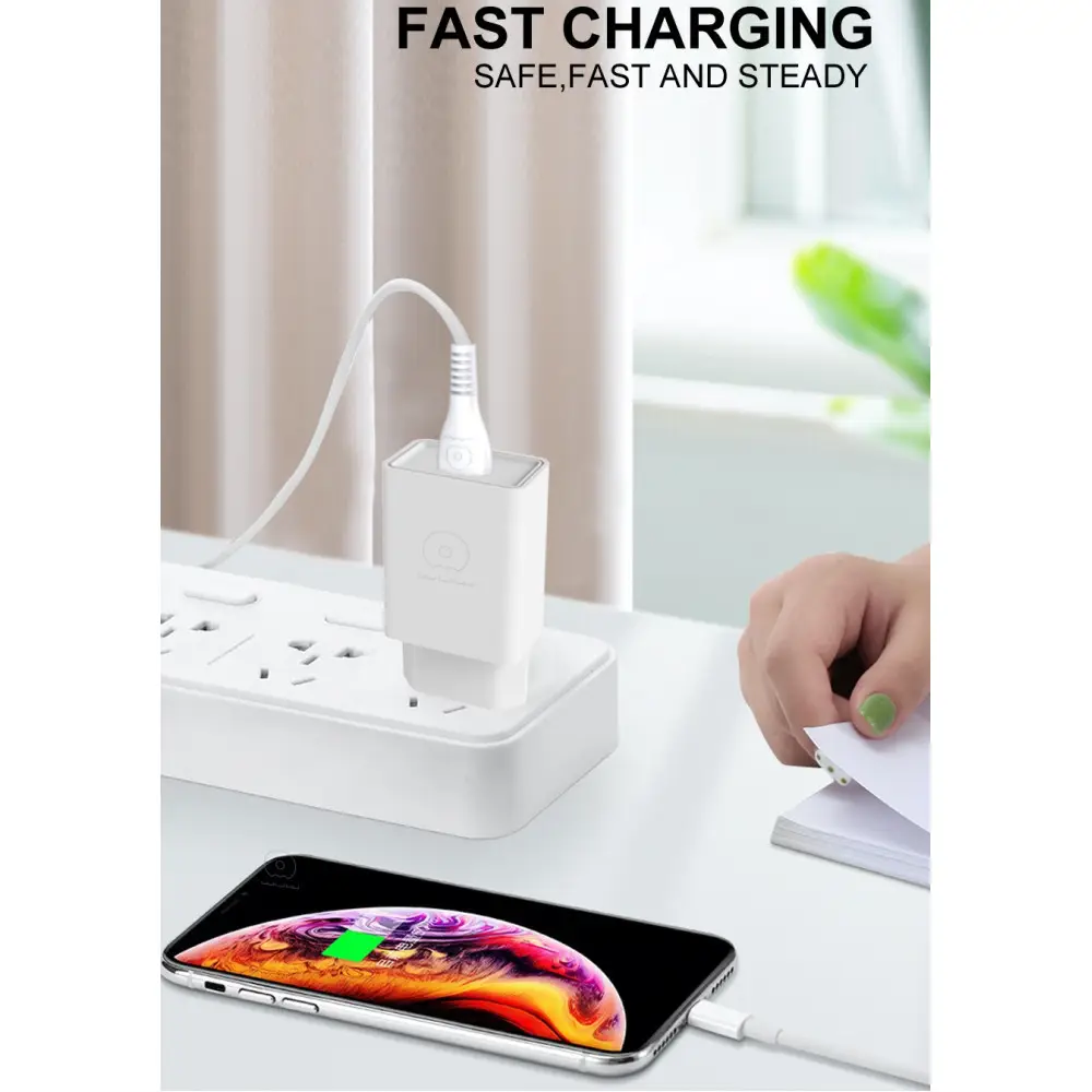 Мережевий зарядний пристрій з кабелем WUW-T82 Single USB home charger set iP — фото 5