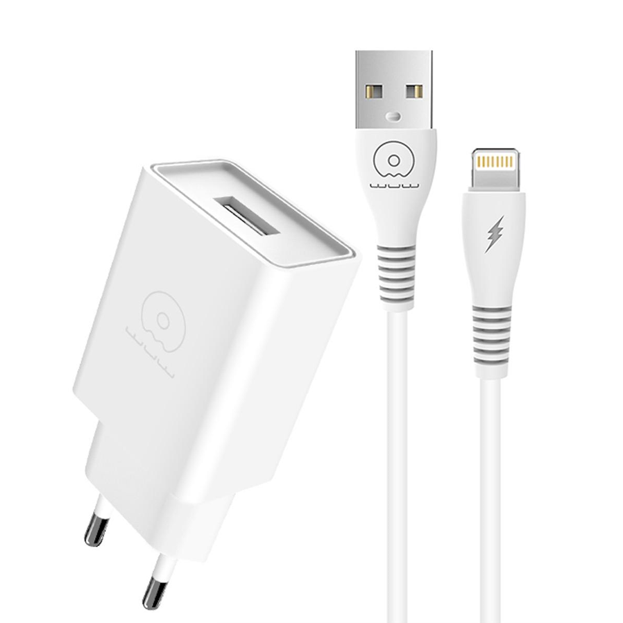 Мережевий зарядний пристрій з кабелем WUW-T82 Single USB home charger set iP
