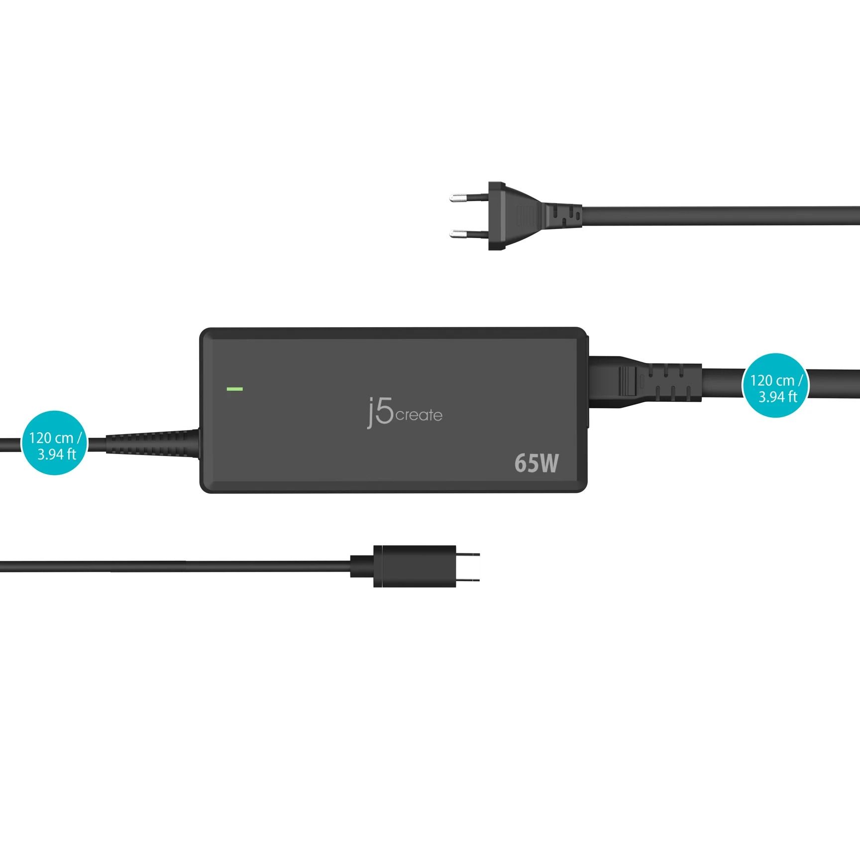 Мережевий зарядний пристрій,1 USB-C, 65 Вт,/PD J5create JUP1265-EN — фото 3