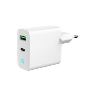Мережевий ЗП, 1 USB-A + 1 Type-C (PD20 Вт + QC3.0 18 Вт), білий Gembird