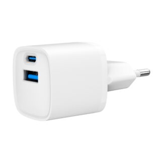 Мережевий ЗП, 1 USB-A + 1 Type-C (PD20 Вт + QC3.0 18 Вт), білий Gembird