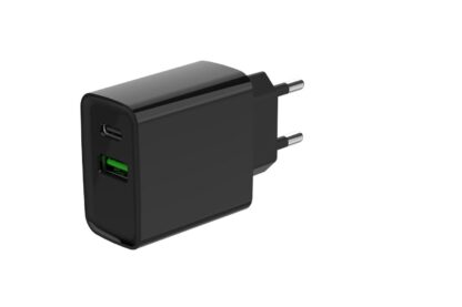 Мережевий ЗП, 1 USB-A + 1 Type-C (PD20 Вт + QC3.0 18 Вт), чорний
