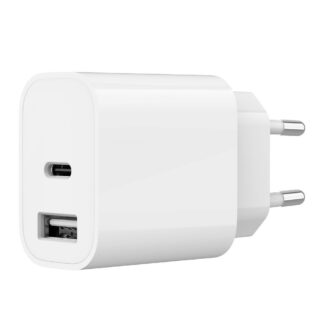 Мережевий ЗП, 1xUSB-A+1xUSB-C 5V/2.4A (12W), білий Gembird