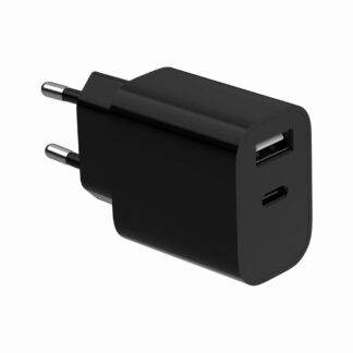 Мережевий ЗП, 1xUSB-A+1xUSB-C 5V/2.4A (12W), чорний Gembird