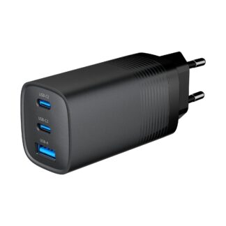 Мережевий ЗП, 1xUSB-A (QC3.0 27W)+2xType-C (PD 65W), чорний Gembird