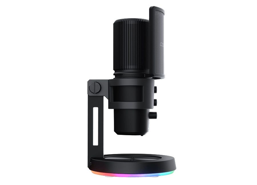 Мікрофон настільний, підставка RGB із концентратором USB 3.0, чорний — фото 3