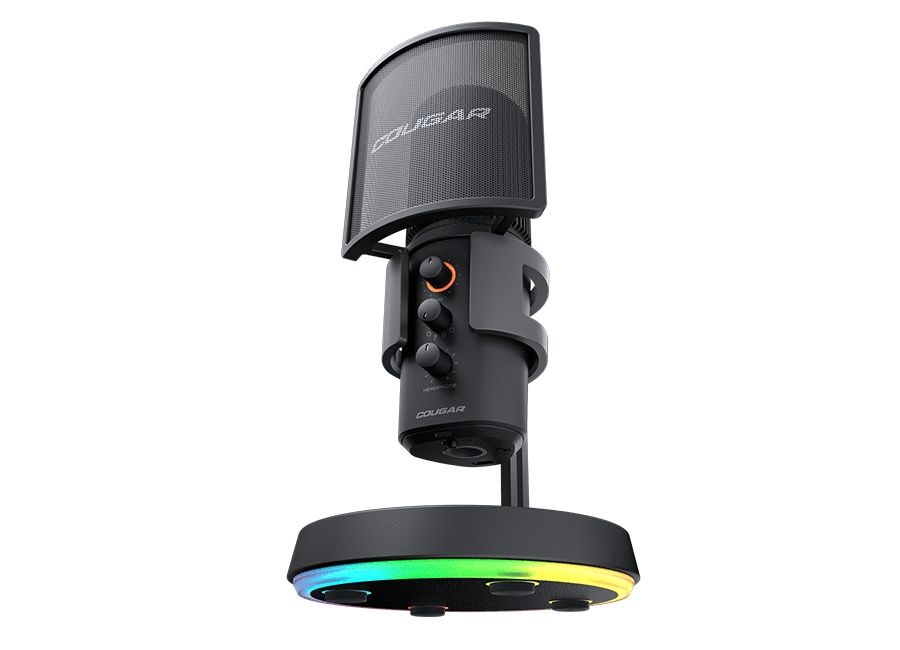 Мікрофон настільний, підставка RGB із концентратором USB 3.0, чорний — фото 5