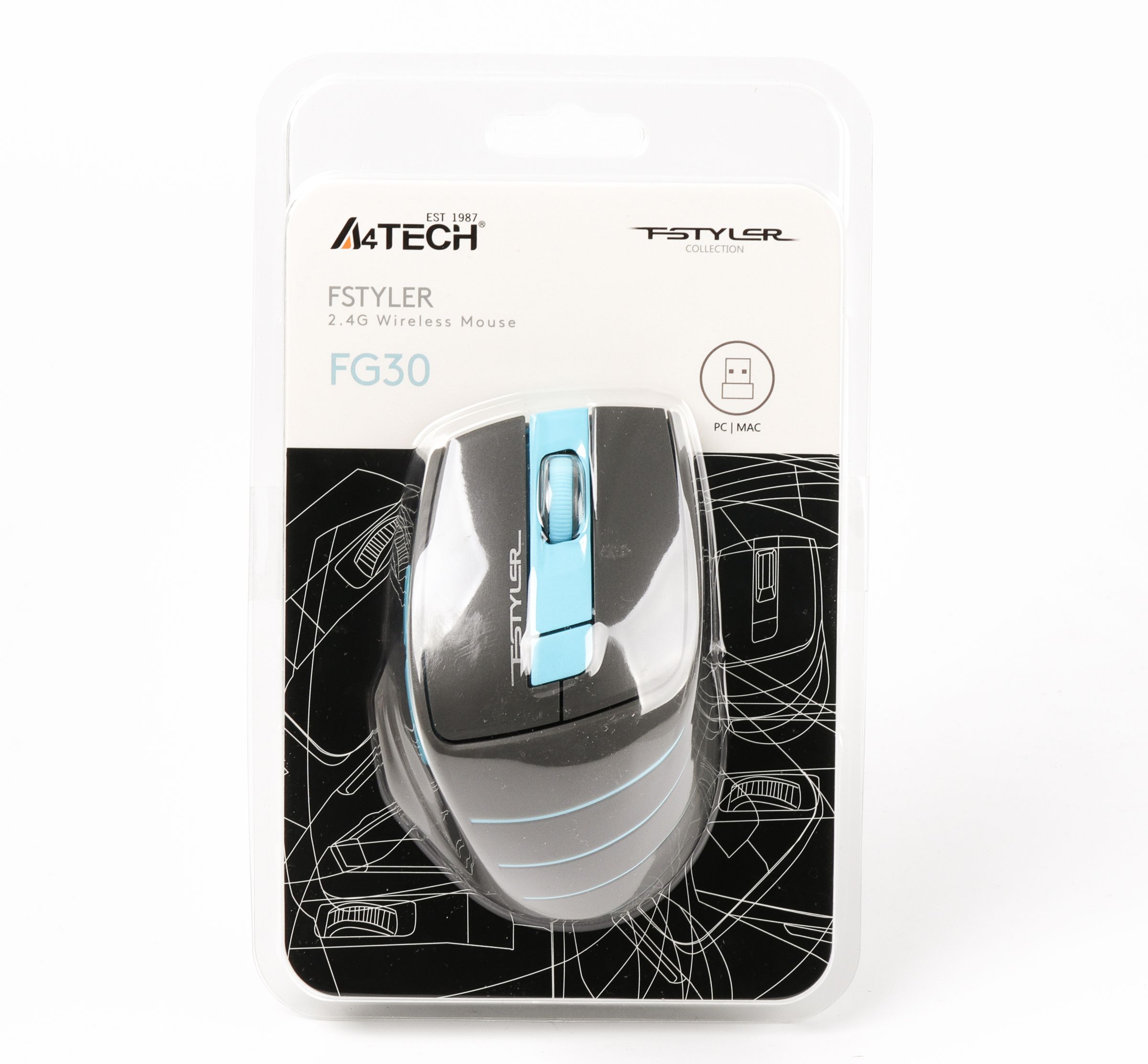 Миша бездротова A4tech Fstyler, USB, 2000 dpi, синій A4Tech FG30 — фото 6
